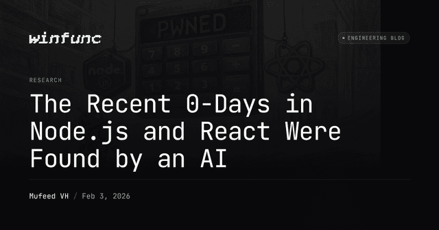 The Recent 0-Days in Node.js and React Were Found by an AI | winfunc - Featured Image