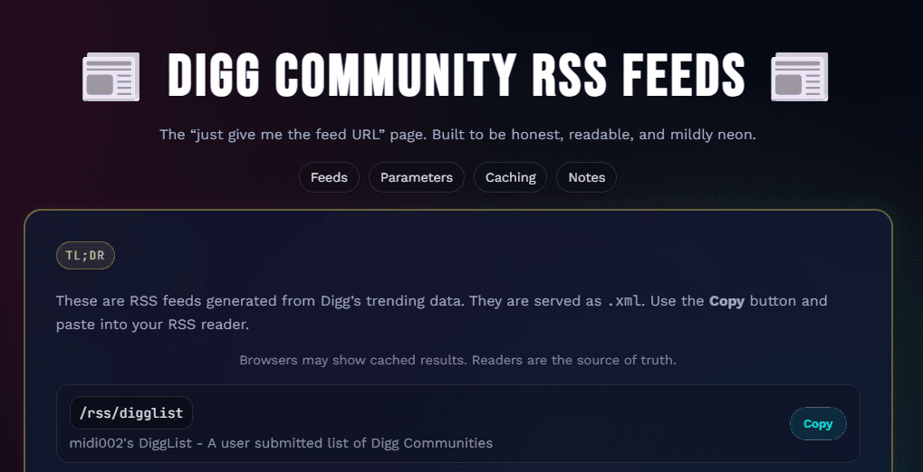 Digg Community RSS Feeds - Featured Image