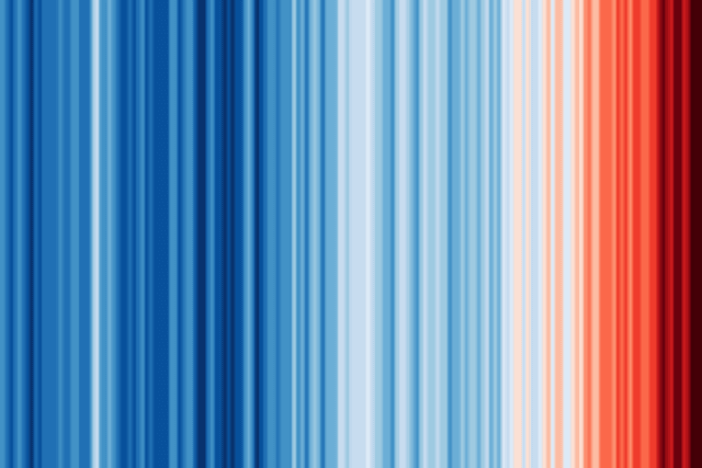 Earth's warming trajectory depicted in striking climate stripes graphic - Geographical - Featured Image
