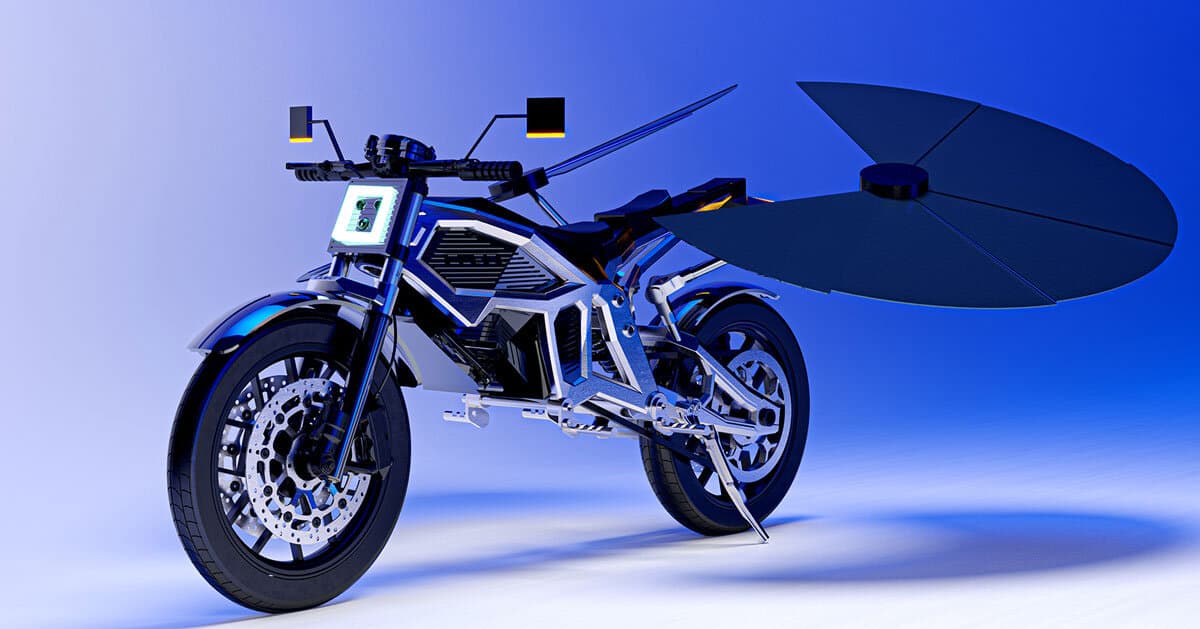 self-charging solar motorcycle frees riders from fuel and power networks - Featured Image