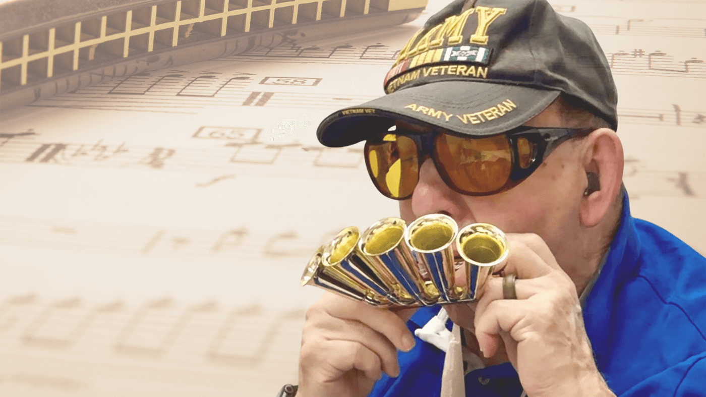 Veteran finds healing with a harmonica - VA News - Featured Image