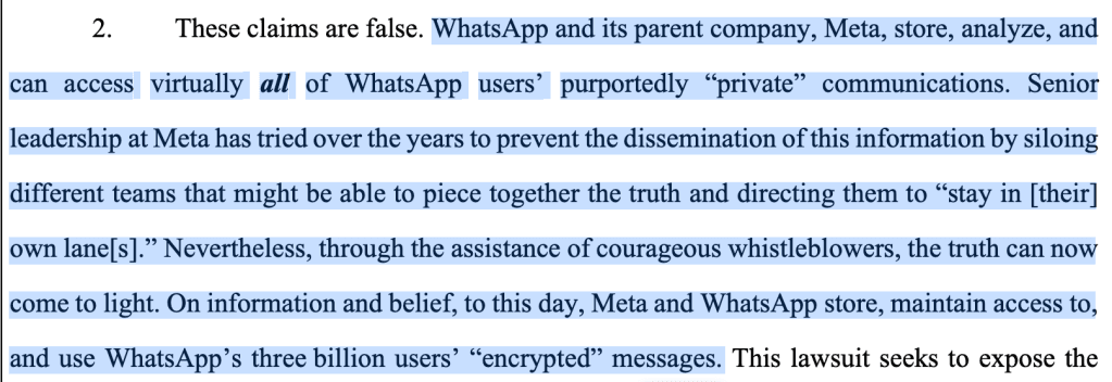 WhatsApp Encryption, a Lawsuit, and a Lot of Noise – A Few Thoughts on Cryptographic Engineering - Featured Image