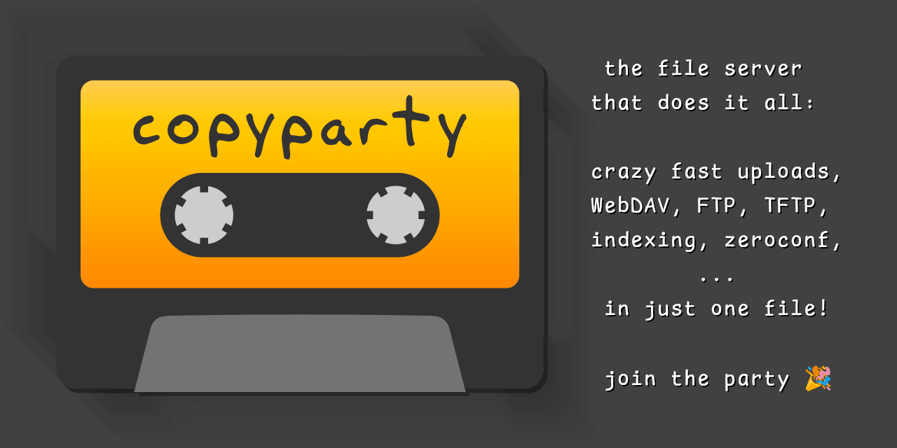 GitHub - 9001/copyparty: Portable file server with accelerated resumable uploads, dedup, WebDAV, SFTP, FTP, TFTP, zeroconf, media indexer, thumbnails++ all in one file - Featured Image