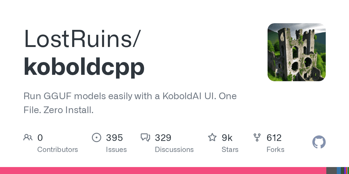 GitHub - LostRuins/koboldcpp: Run GGUF models easily with a KoboldAI UI. One File. Zero Install. - Featured Image