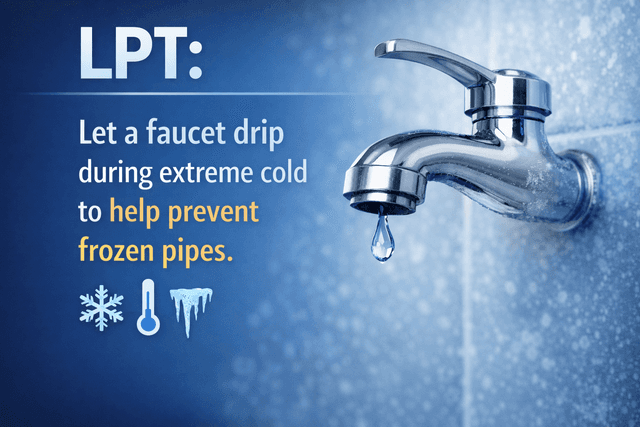 LPT: Let a faucet drip during extreme cold to help prevent frozen pipes - LIfe Pro Tip - Featured Image