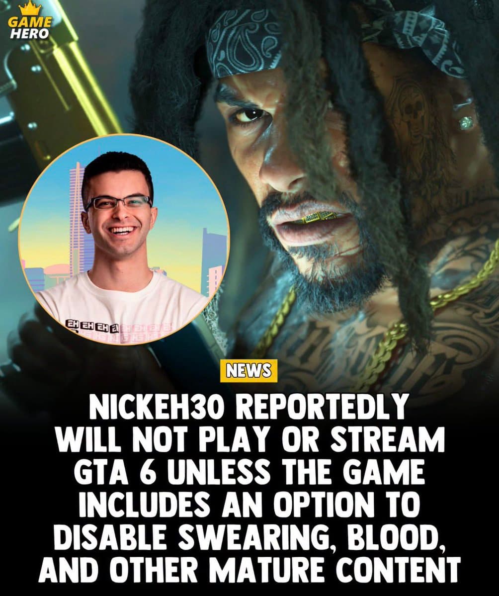 Nick Eh 30 Debunks GTA VI No-Swear Rumor