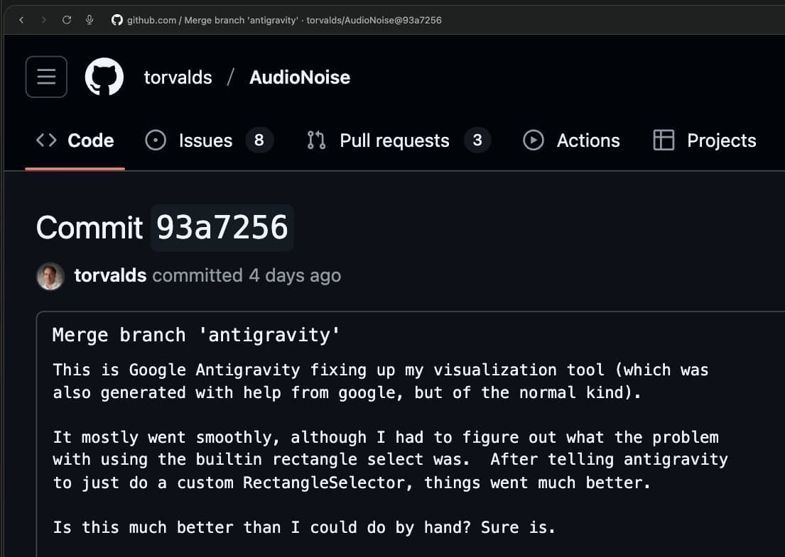 Linus Torvalds Merges AI-Generated Code into AudioNoise Project