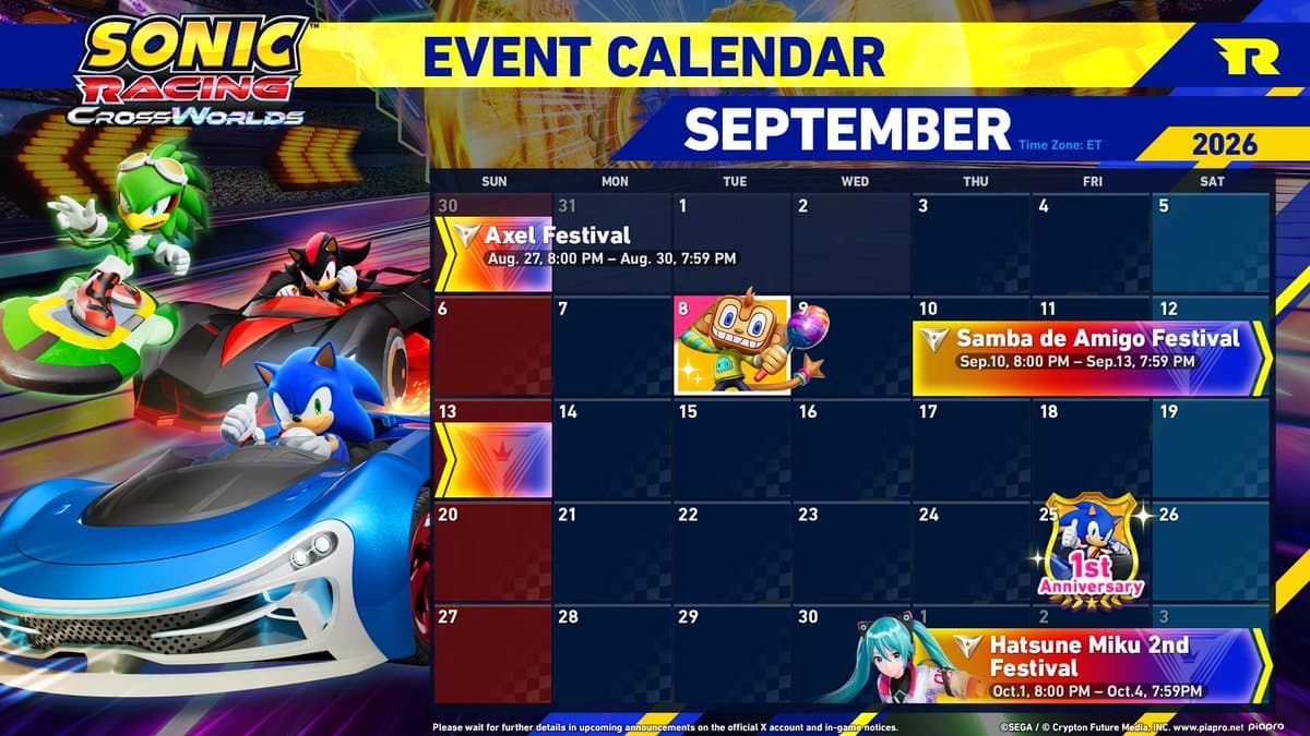 Sonic Racing: CrossWorlds Unveils Fall Events and Amigo Character Drop