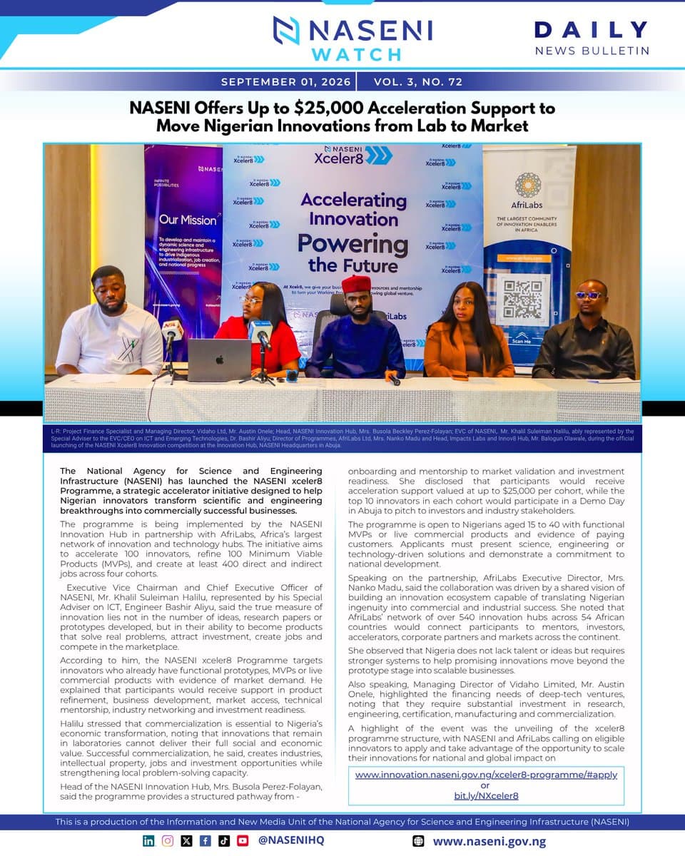 NASENI Launches Accelerator to Boost Nigerian Innovators