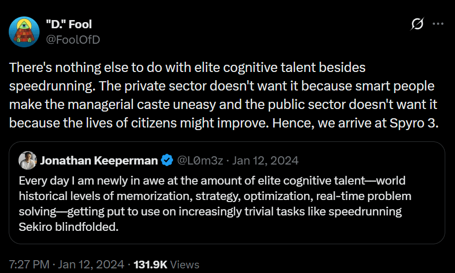 Debate Erupts Over Speedrunning as Waste of Talent