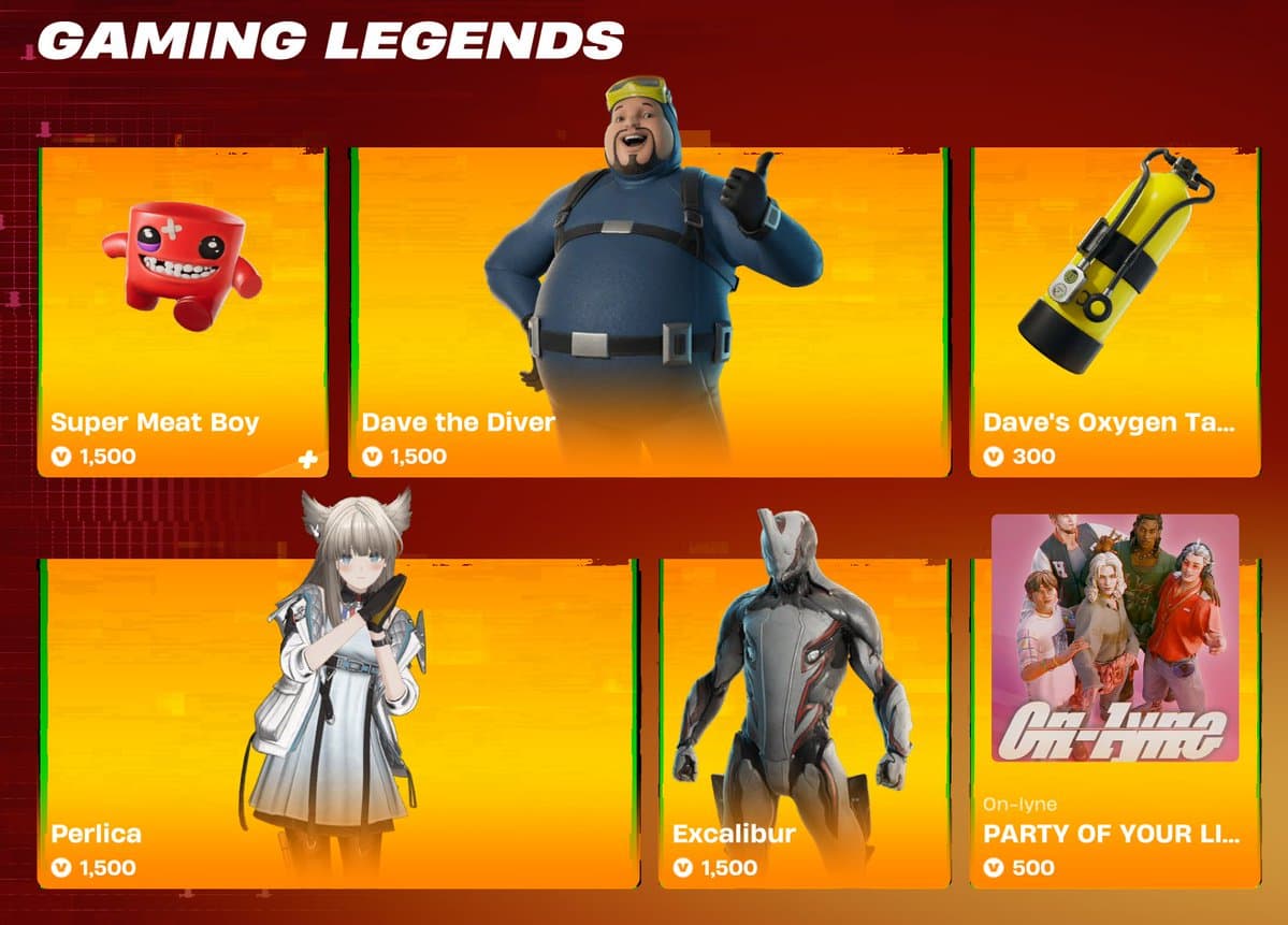 Fortnite Players Roast 'Gaming Legends' Shop Tab Lineup
