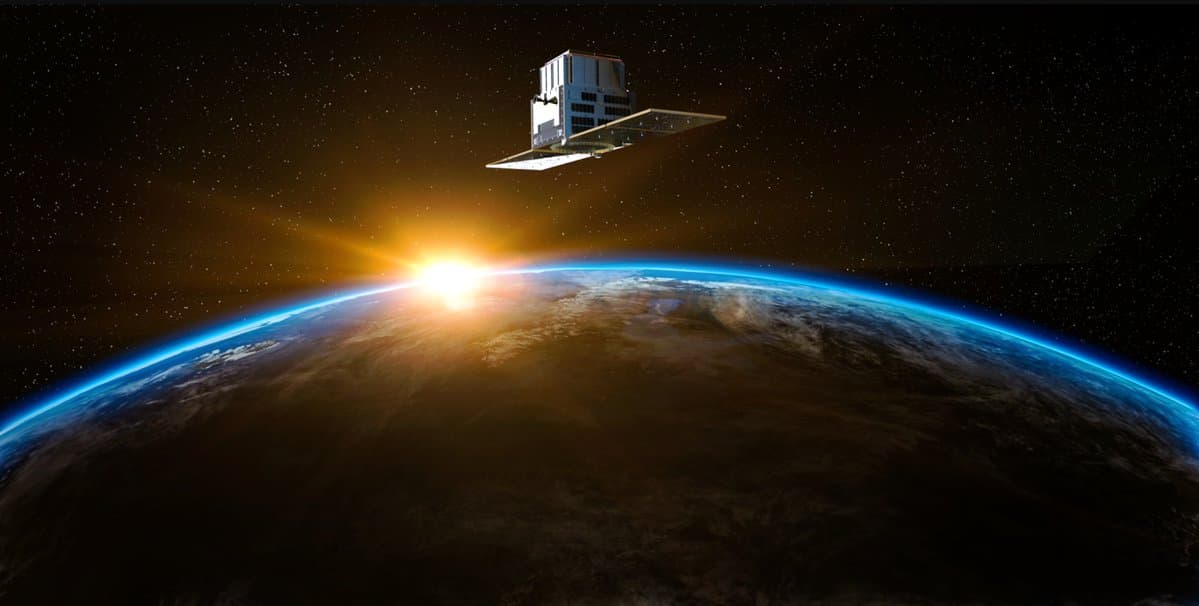 Artist's rendering of the StarBurst spacecraft in orbit around the Earth.