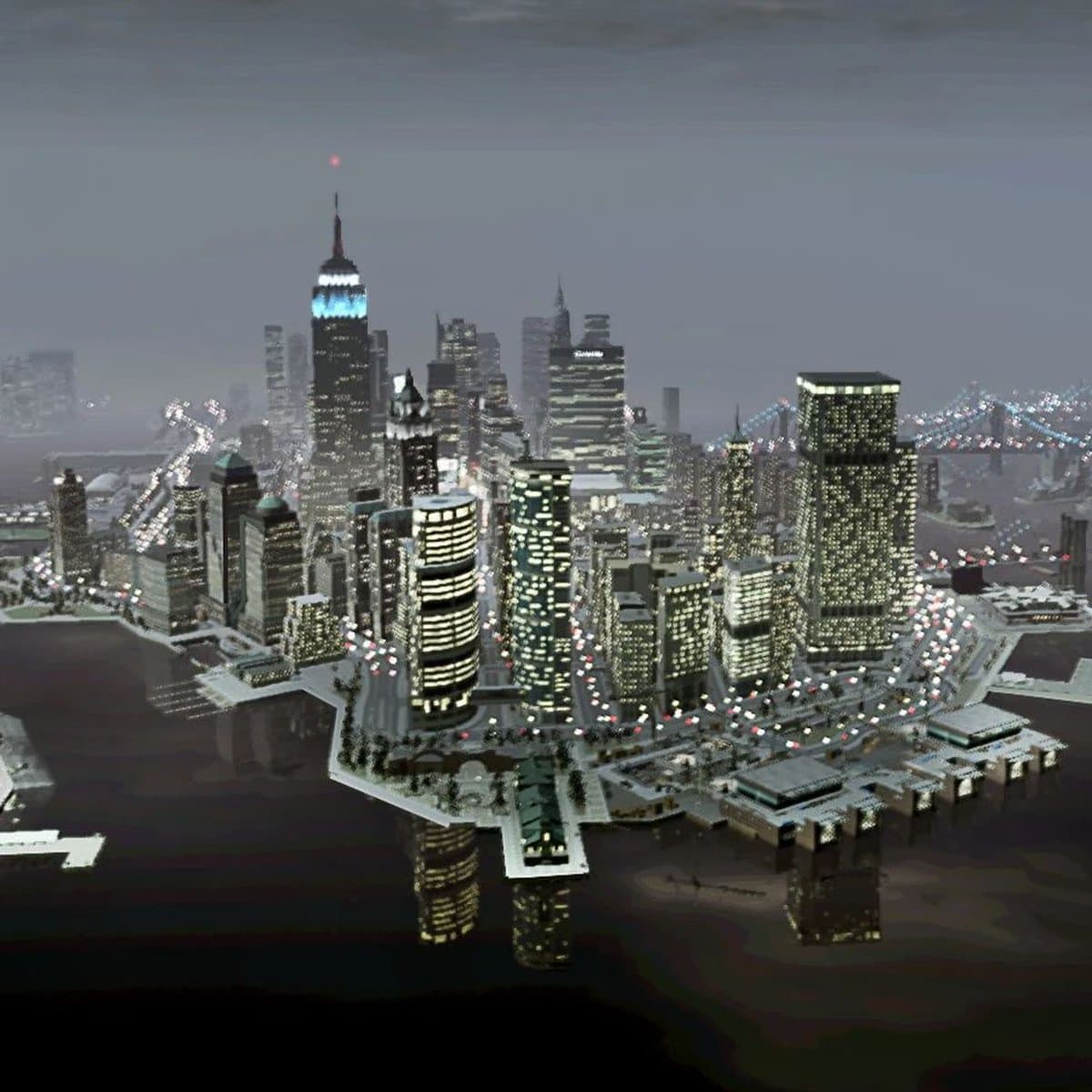 Low-detail 3D cityscape render from the reported Rockstar file archive.