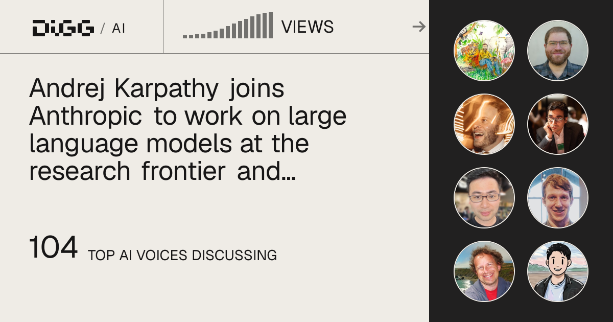Andrej Karpathy, the AI researcher and educator known for prior roles at OpenAI and Tesla, joins Anthropic to work on large language models at the research frontier · Digg